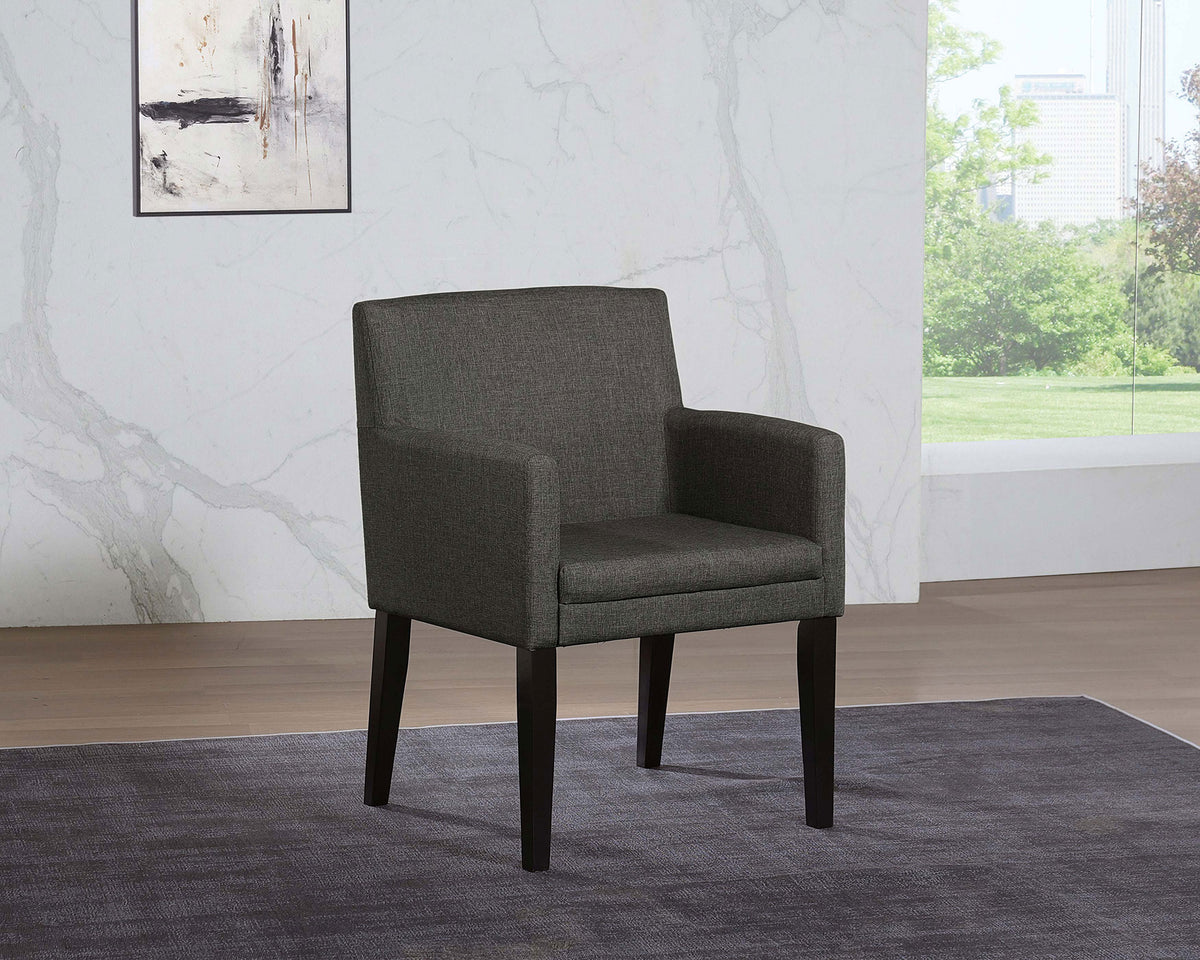 Catherine Upholstered Dining Arm Chairs (Set of 2) Grey and Black