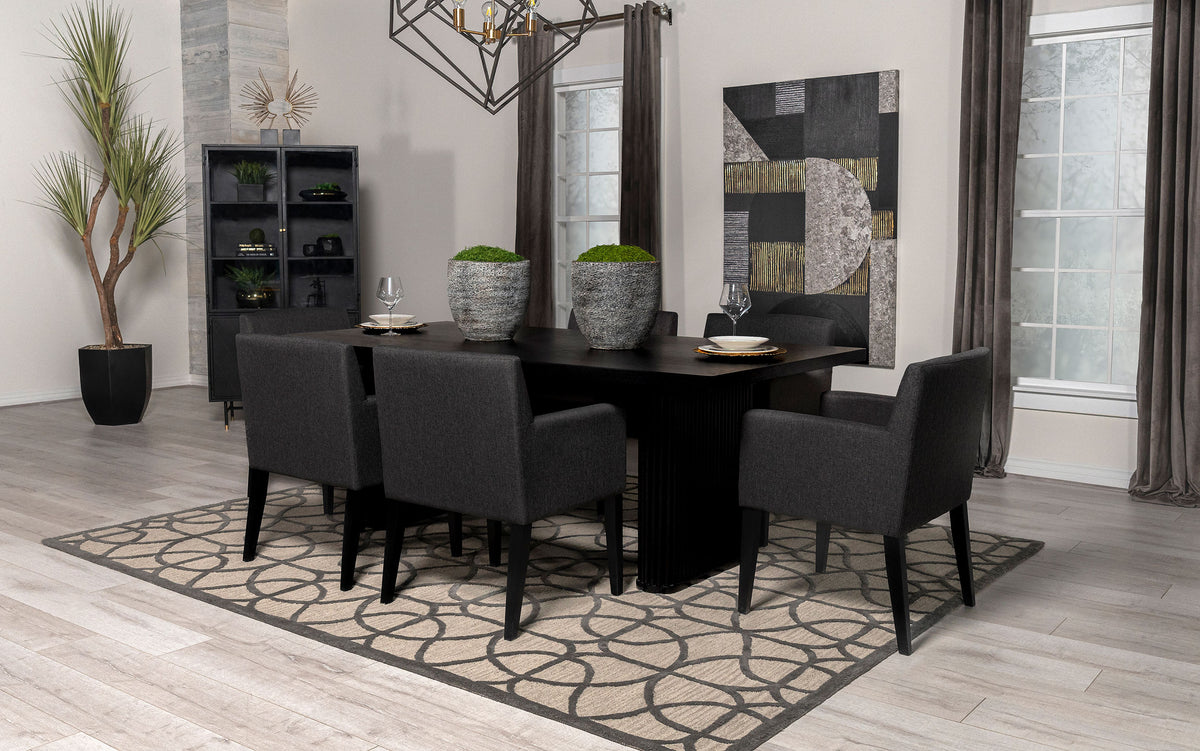 Catherine Upholstered Dining Arm Chairs (Set of 2) Grey and Black