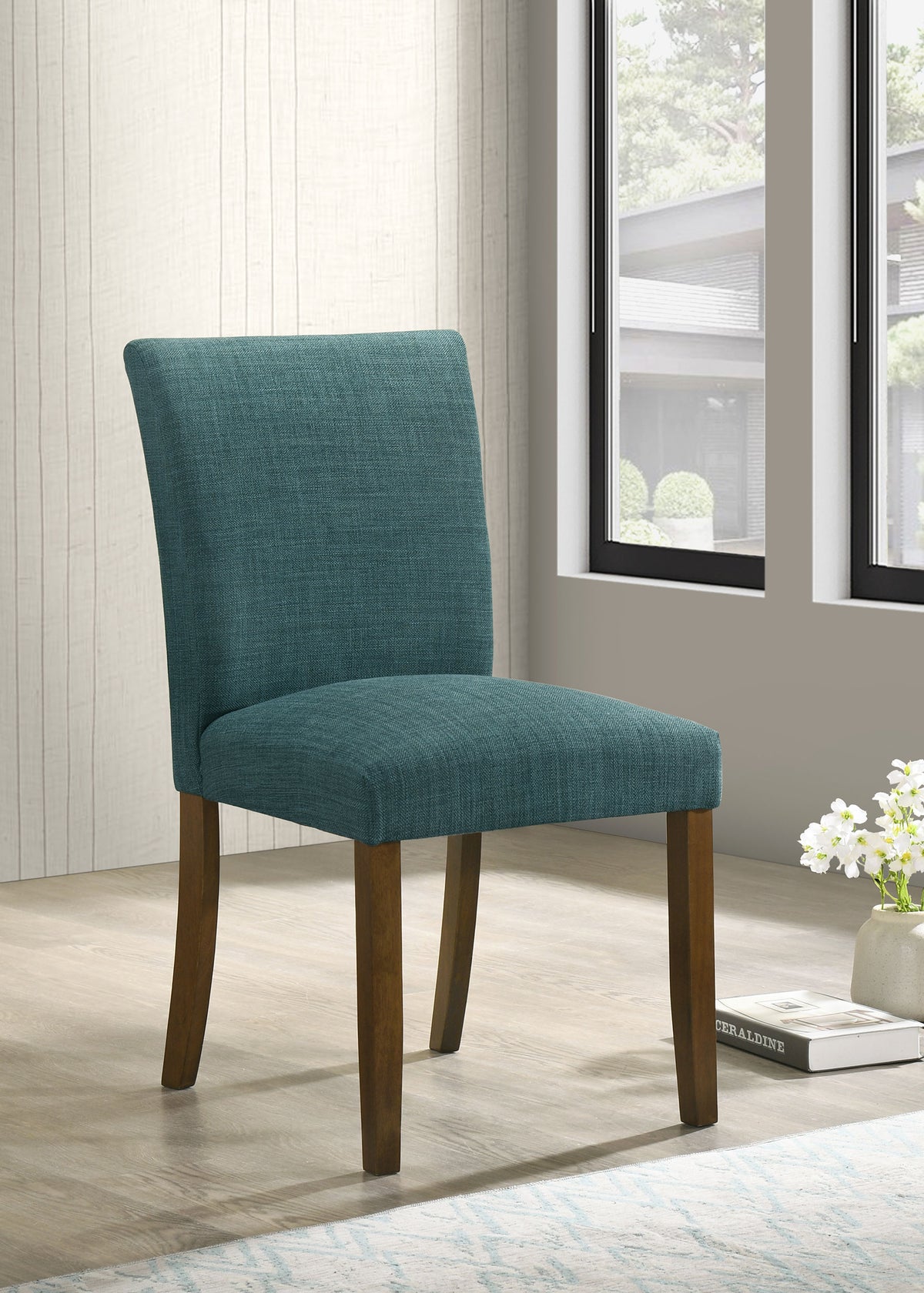 Paxton Upholstered Dining Side Chairs (Set of 2) Teal Blue and Brown