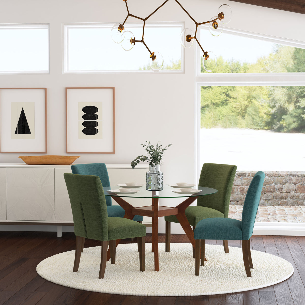 Paxton Upholstered Dining Side Chairs (Set of 2) Green and Brown