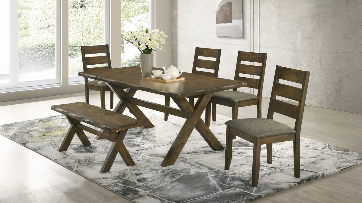 Alston 6-piece 71-inch Rectangular Dining Set with Bench Knotty Nutmeg
