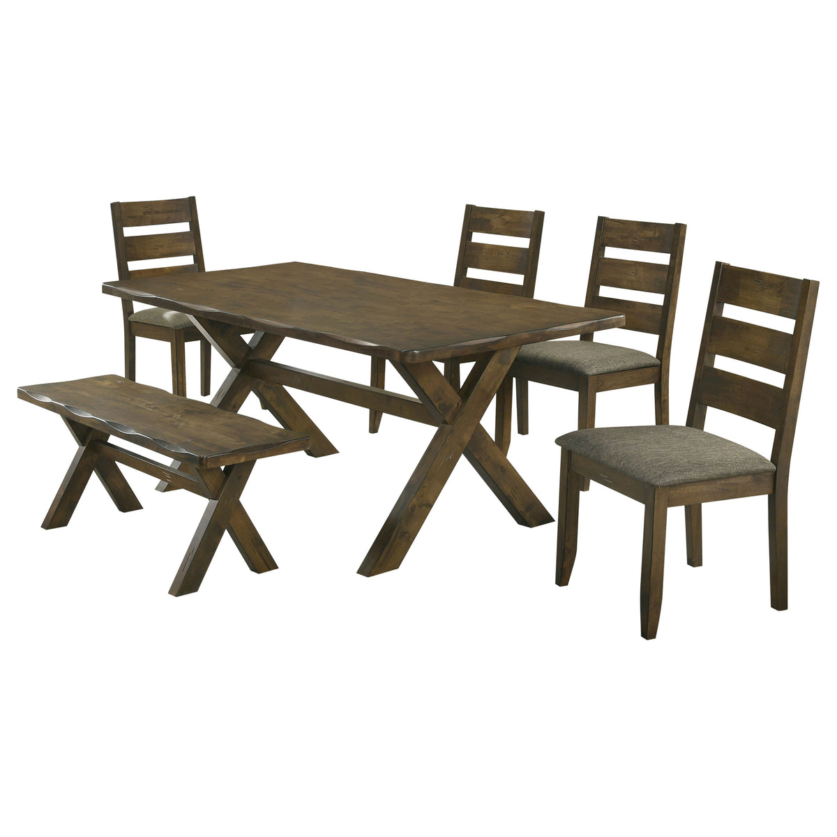 Alston 6-piece 71-inch Rectangular Dining Set with Bench Knotty Nutmeg