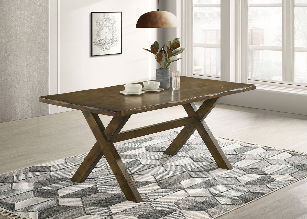 Alston 71-inch Rectangular X-Base Trestle Dining Table Knotty Nutmeg