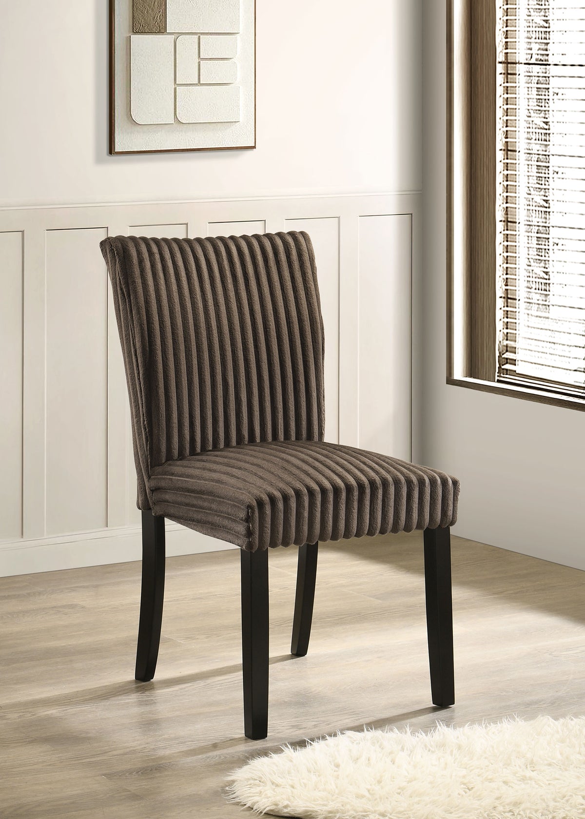 Dermott Corduroy Upholstered Parsons Dining Side Chairs (Set of 2) Chocolate