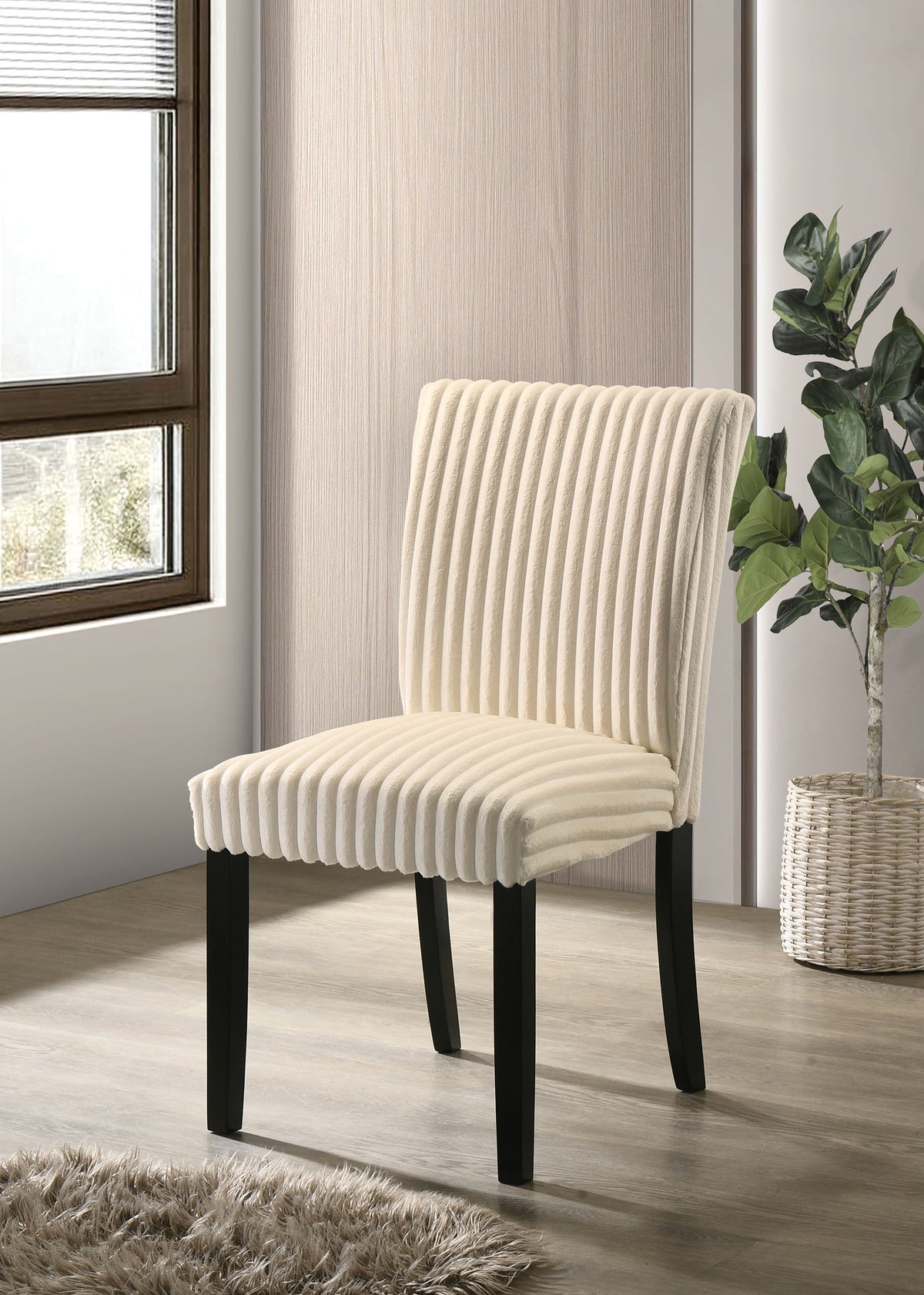 Dermott Corduroy Upholstered Parsons Dining Side Chairs (Set of 2) Cream