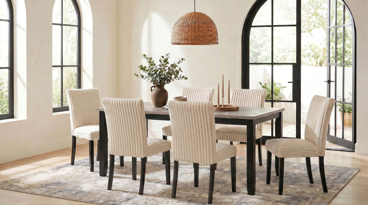Dermott Corduroy Upholstered Parsons Dining Side Chairs (Set of 2) Cream