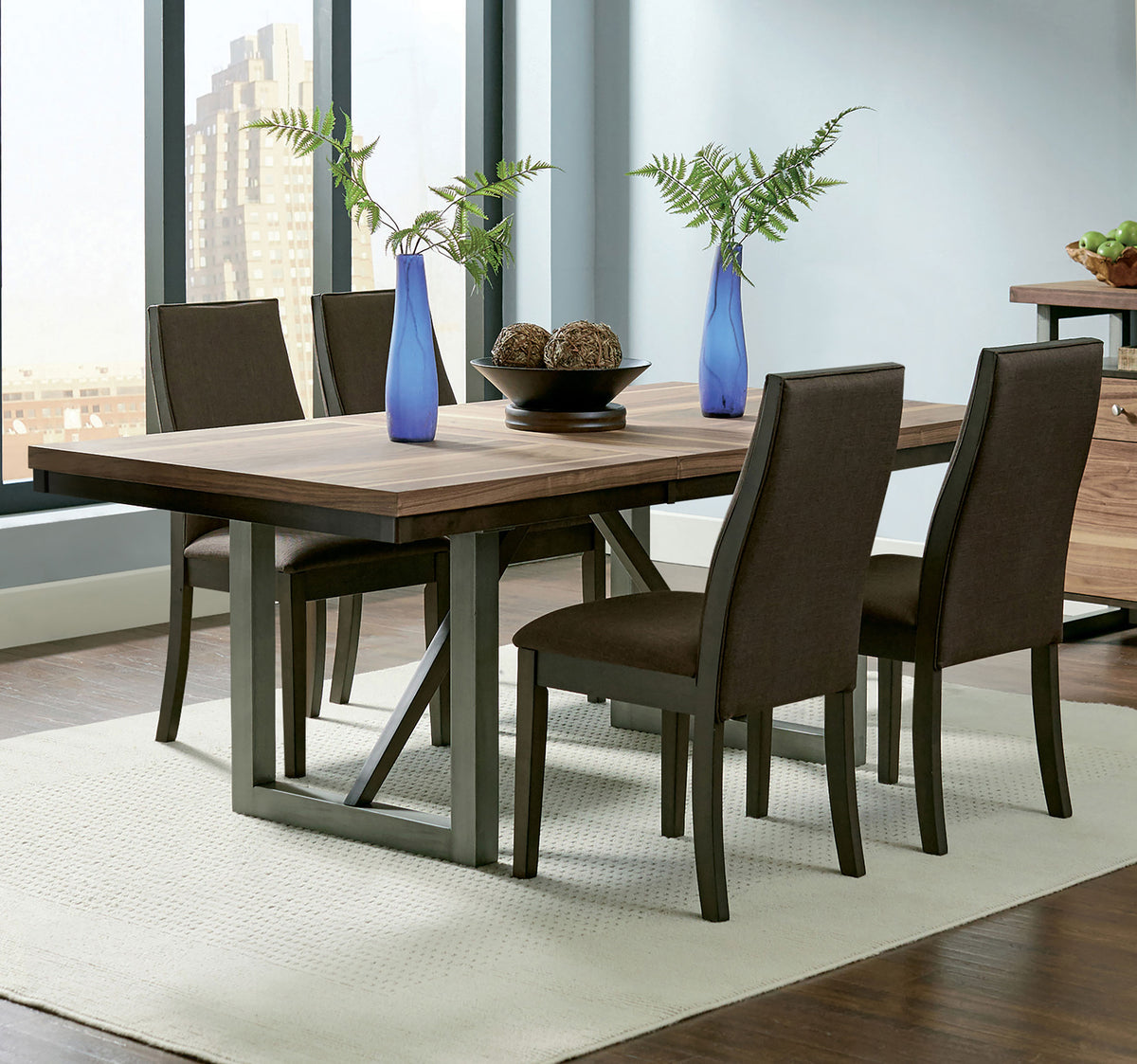 Spring Creek 5-piece Rectangular Extension Dining Set with Chocolate Chairs Natural Walnut