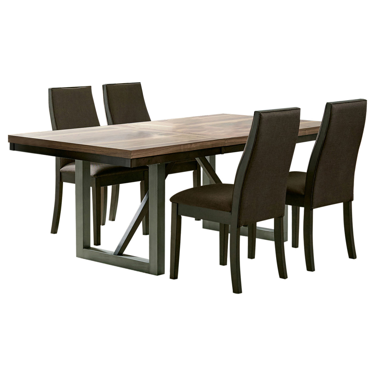 Spring Creek 5-piece Rectangular Extension Dining Set with Chocolate Chairs Natural Walnut