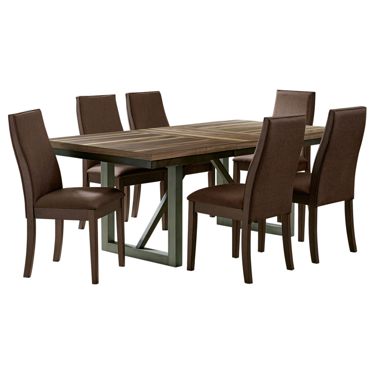 Spring Creek 7-piece Rectangular Extension Dining Set with Chocolate Chairs Natural Walnut