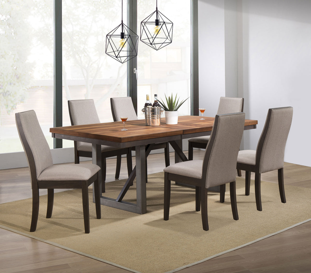 Spring Creek Upholstered High Back Dining Side Chairs (Set of 2) Taupe and Espresso