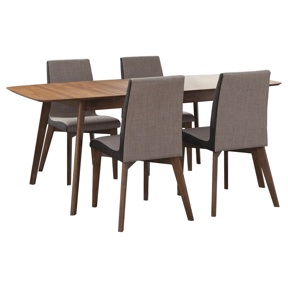 Redbridge 5-piece Butterfly Leaf Extension Dining Set with Grey Chairs Natural Walnut