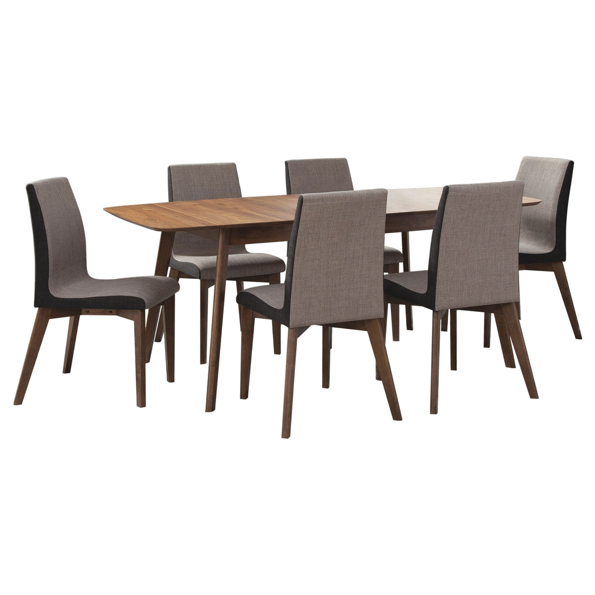 Redbridge 7-piece Butterfly Leaf Extension Dining Set with Grey Chairs Natural Walnut