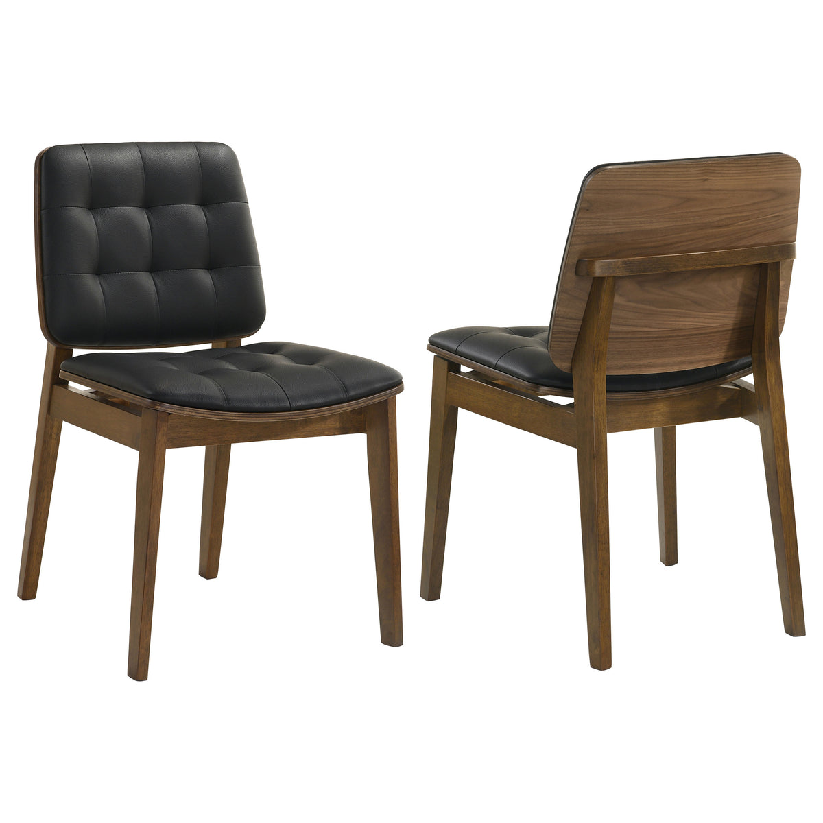 Redbridge Tufted Faux Leather Dining Side Chairs (Set of 2) Black and Natural Walnut