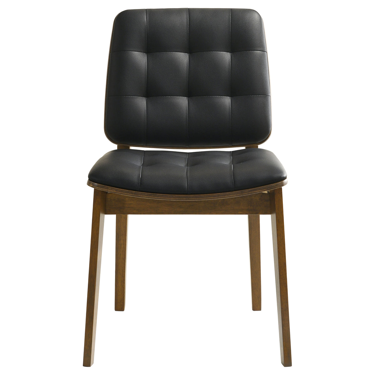 Redbridge Tufted Faux Leather Dining Side Chairs (Set of 2) Black and Natural Walnut