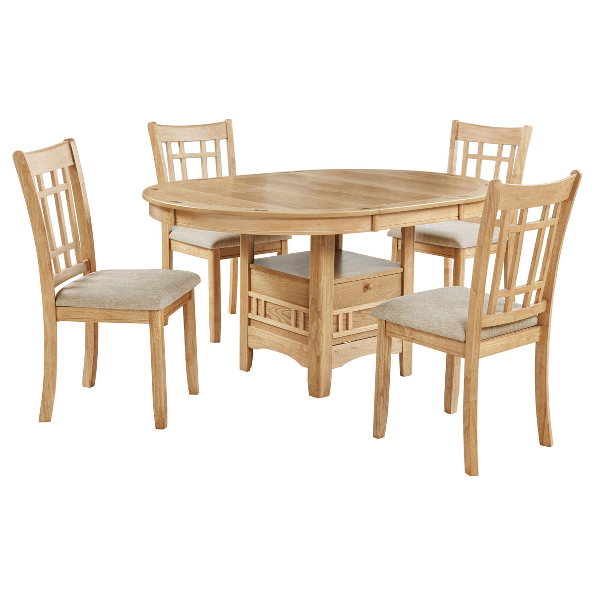 Lavon 5-piece Round to Oval Extension Dining Set Light Oak and Linen