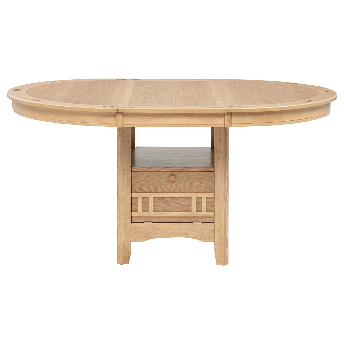 Lavon 42 to 60-inch Round to Oval Extension Dining Table with Storage Light Oak