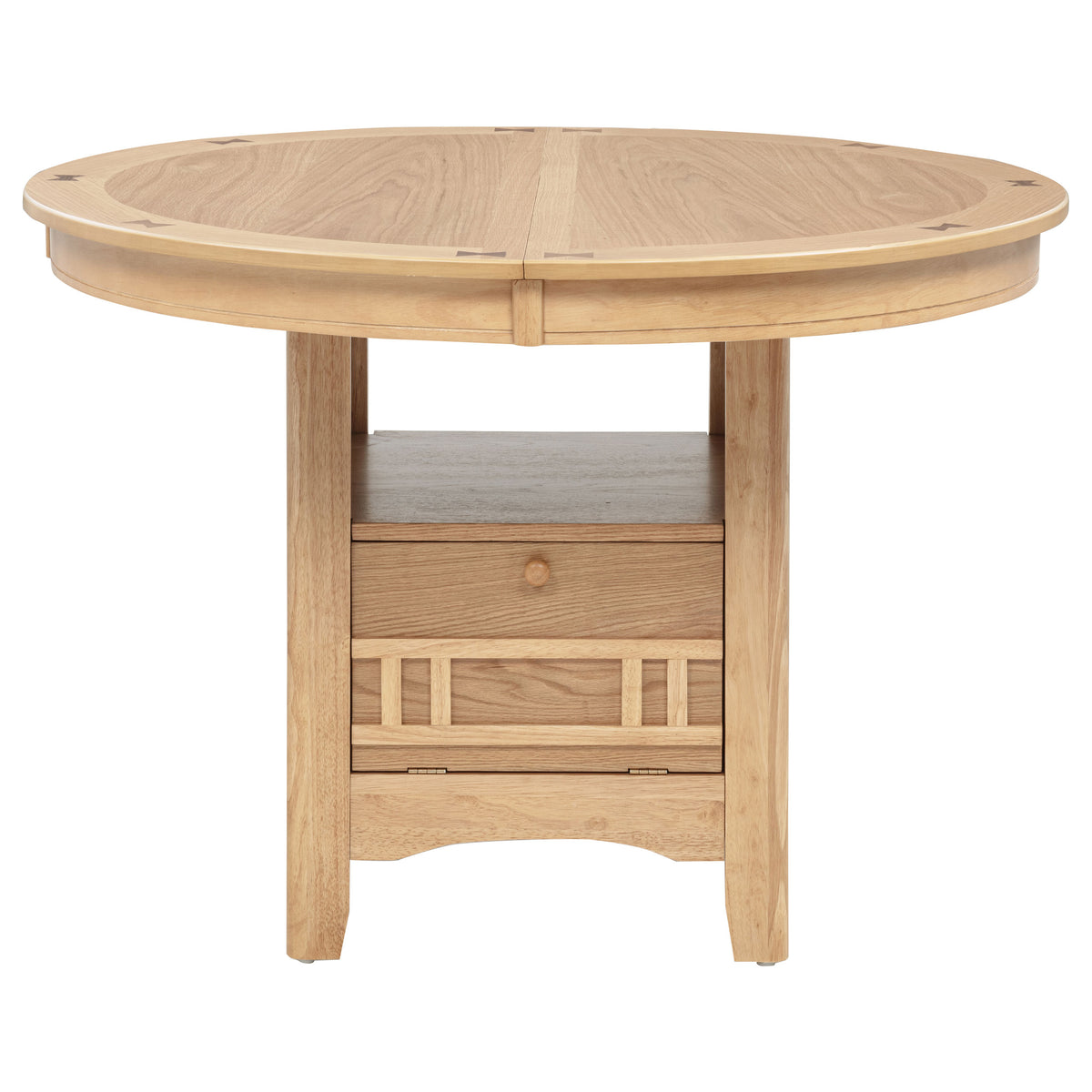 Lavon 42 to 60-inch Round to Oval Extension Dining Table with Storage Light Oak