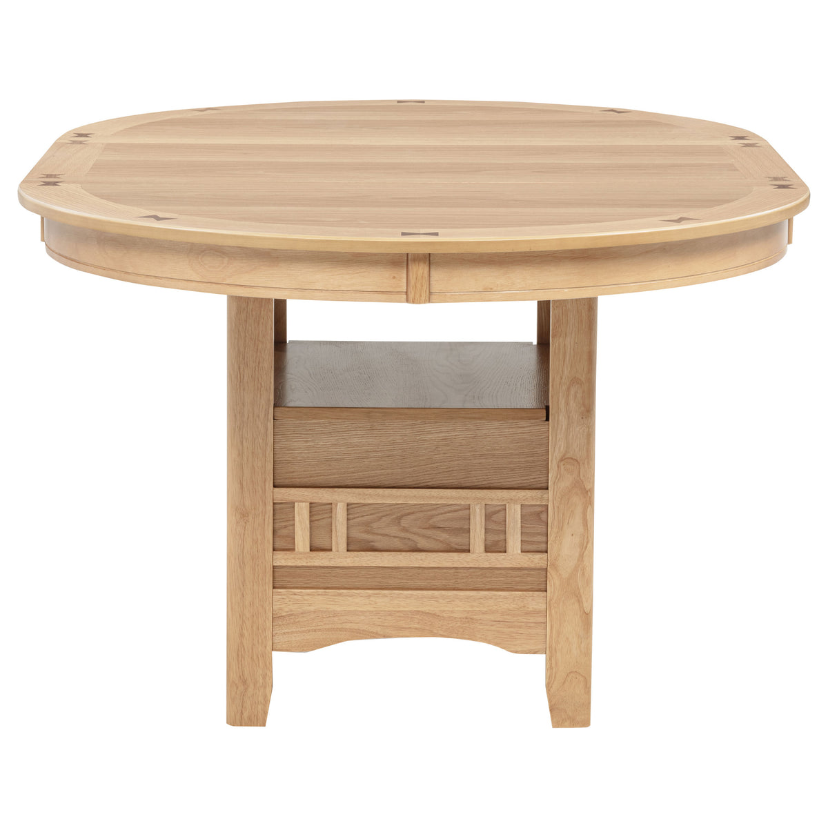 Lavon 42 to 60-inch Round to Oval Extension Dining Table with Storage Light Oak