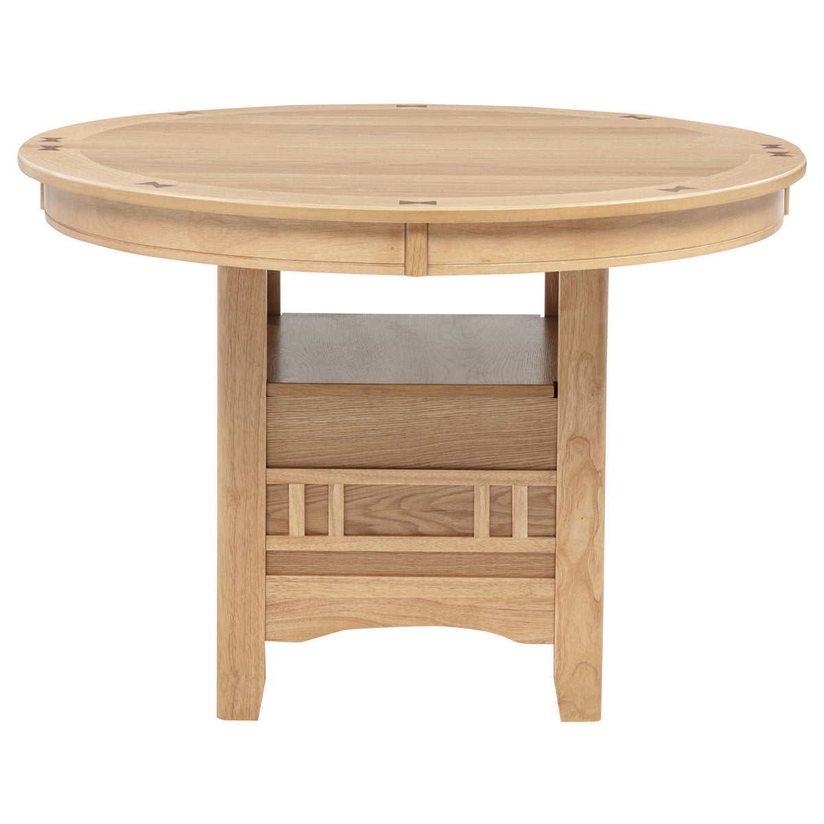 Lavon 42 to 60-inch Round to Oval Extension Dining Table with Storage Light Oak