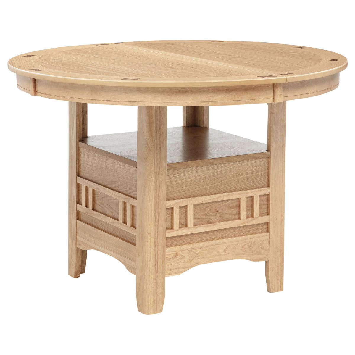 Lavon 42 to 60-inch Round to Oval Extension Dining Table with Storage Light Oak