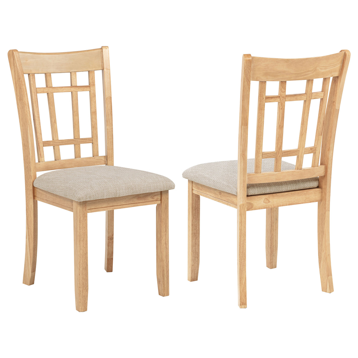 Lavon Grid Back Dining Side Chairs (Set of 2) Linen and Light Oak