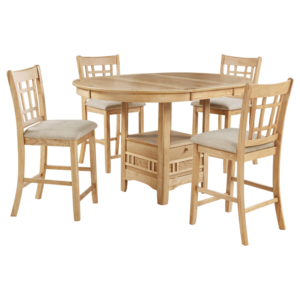 Lavon 5-piece Counter Height Extension Dining Set Light Oak and Linen