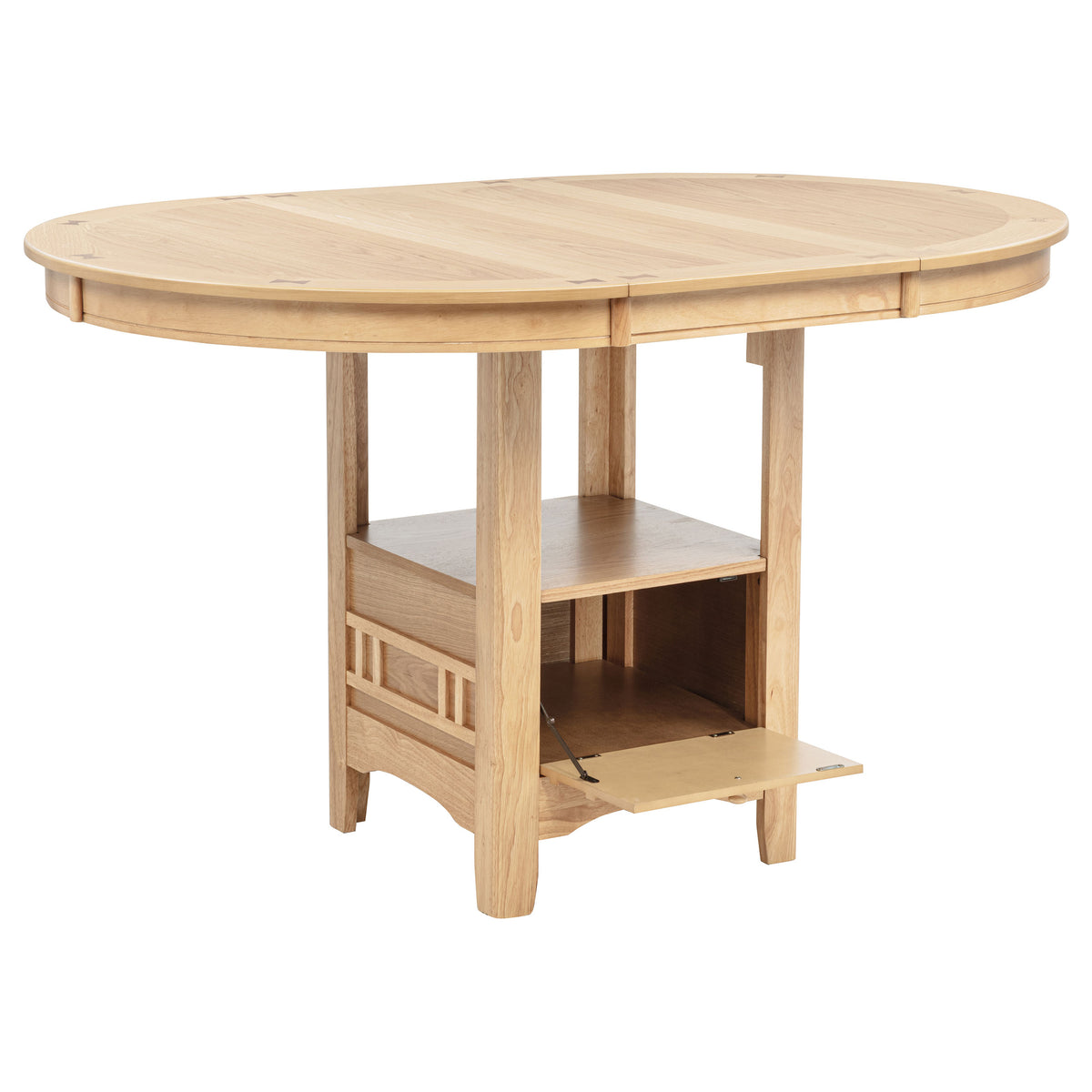 Lavon 42 to 60-inch Round to Oval Counter Height Extension Dining Table with Storage Light Oak