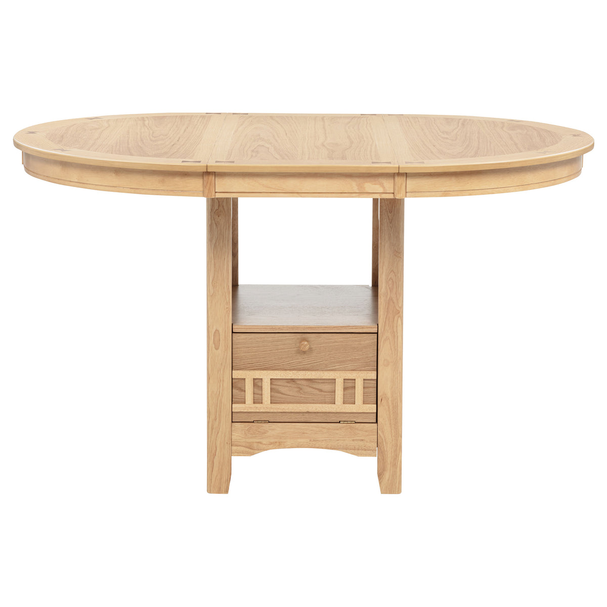 Lavon 42 to 60-inch Round to Oval Counter Height Extension Dining Table with Storage Light Oak