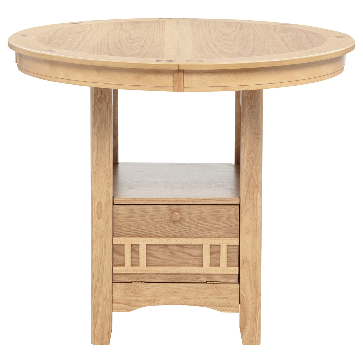 Lavon 42 to 60-inch Round to Oval Counter Height Extension Dining Table with Storage Light Oak