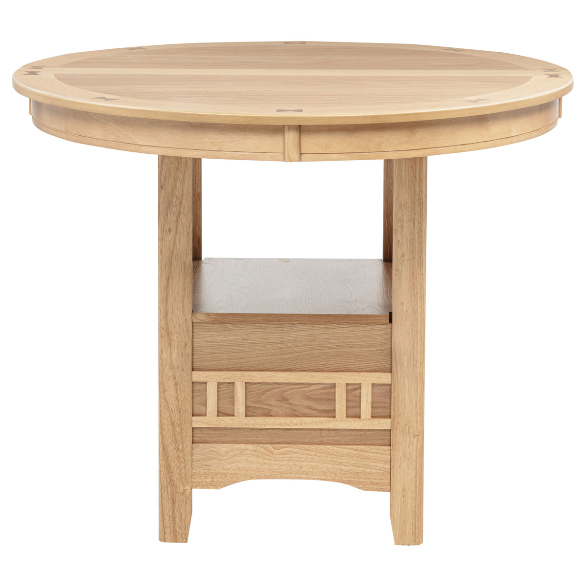 Lavon 42 to 60-inch Round to Oval Counter Height Extension Dining Table with Storage Light Oak