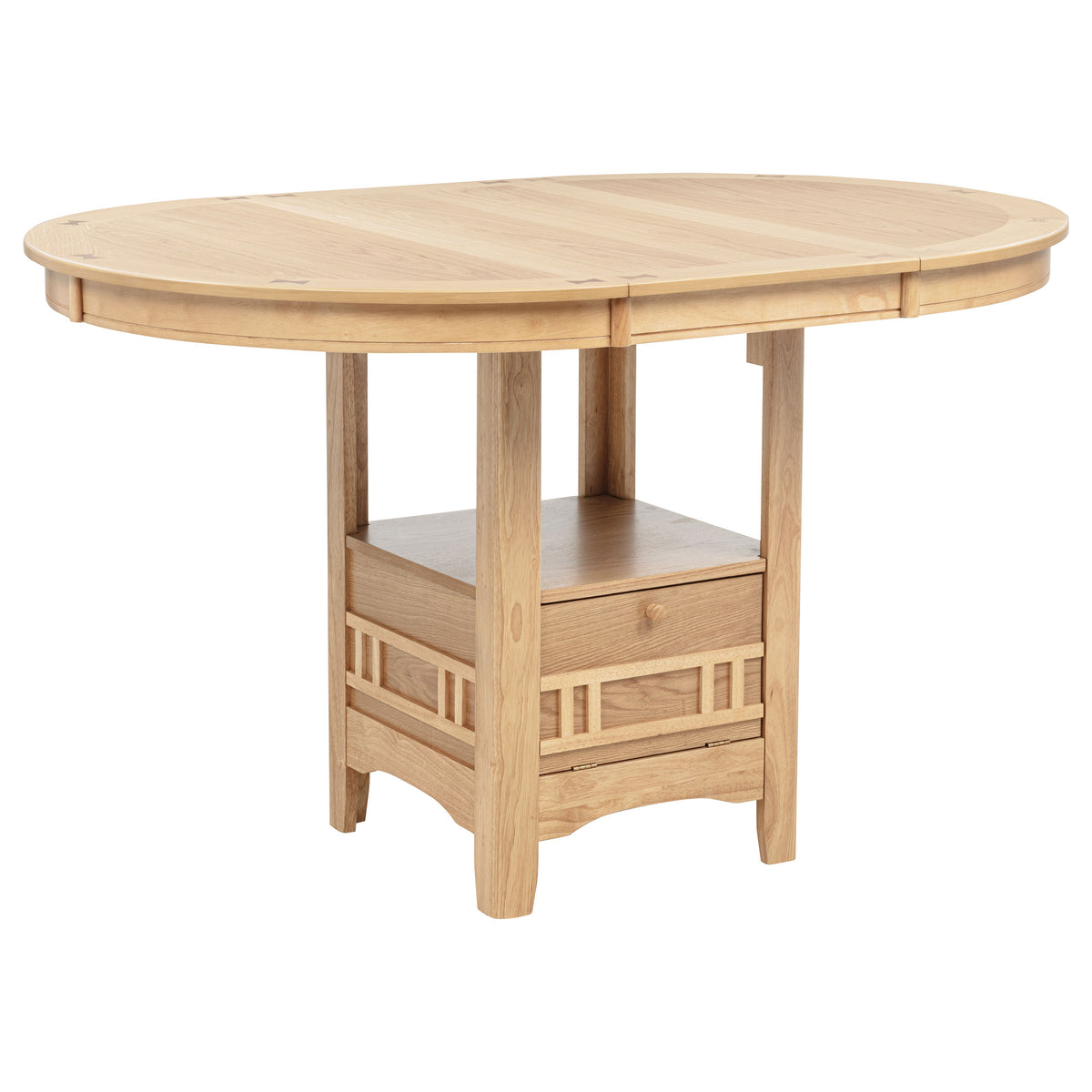 Lavon 42 to 60-inch Round to Oval Counter Height Extension Dining Table with Storage Light Oak
