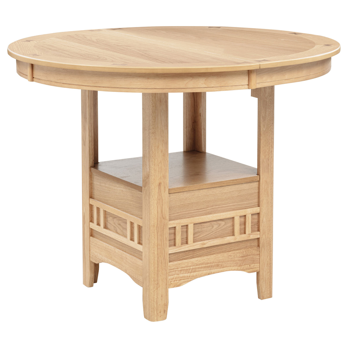 Lavon 42 to 60-inch Round to Oval Counter Height Extension Dining Table with Storage Light Oak