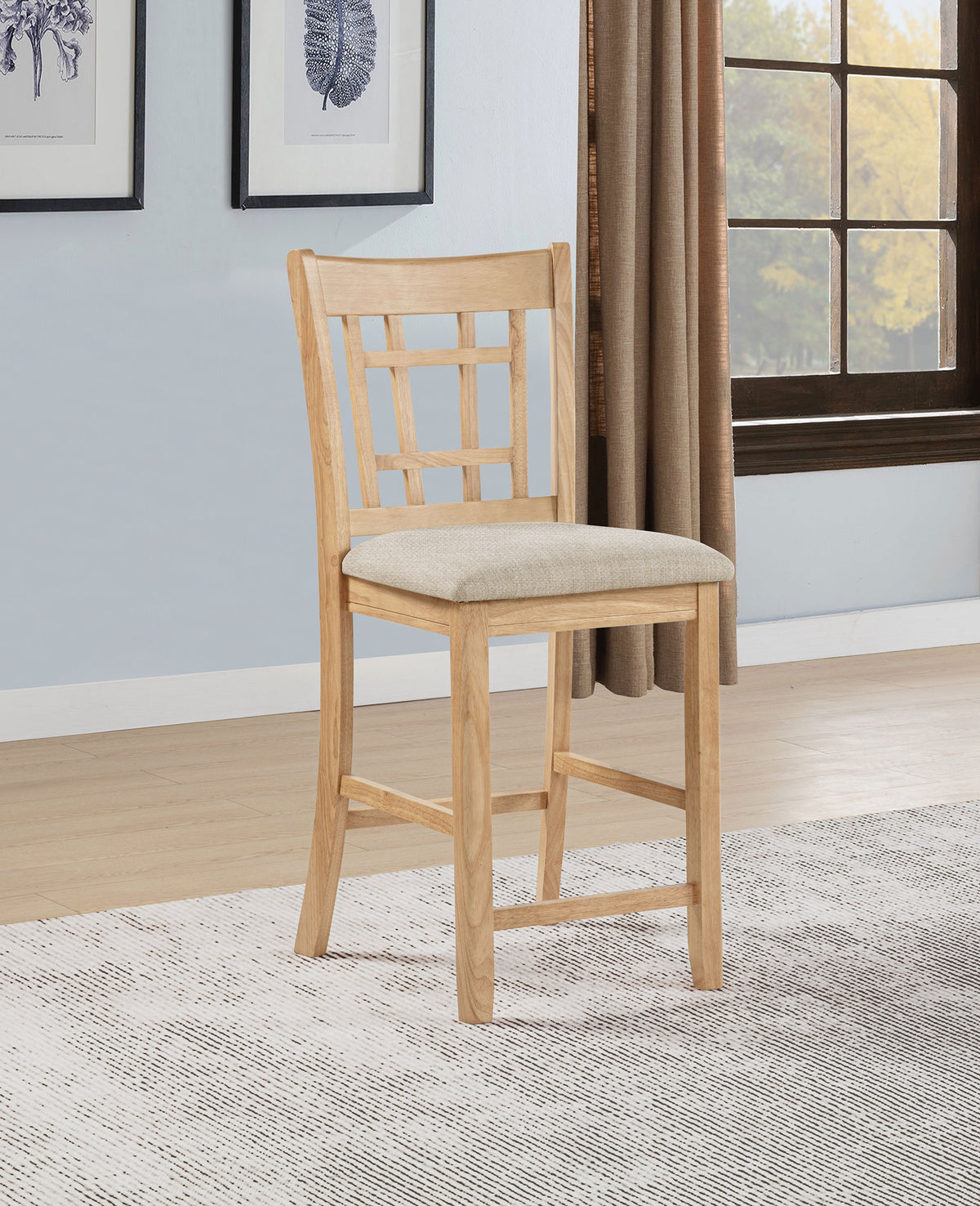 Lavon Lattice Back Counter Height Chairs (Set of 2) Linen and Light Oak