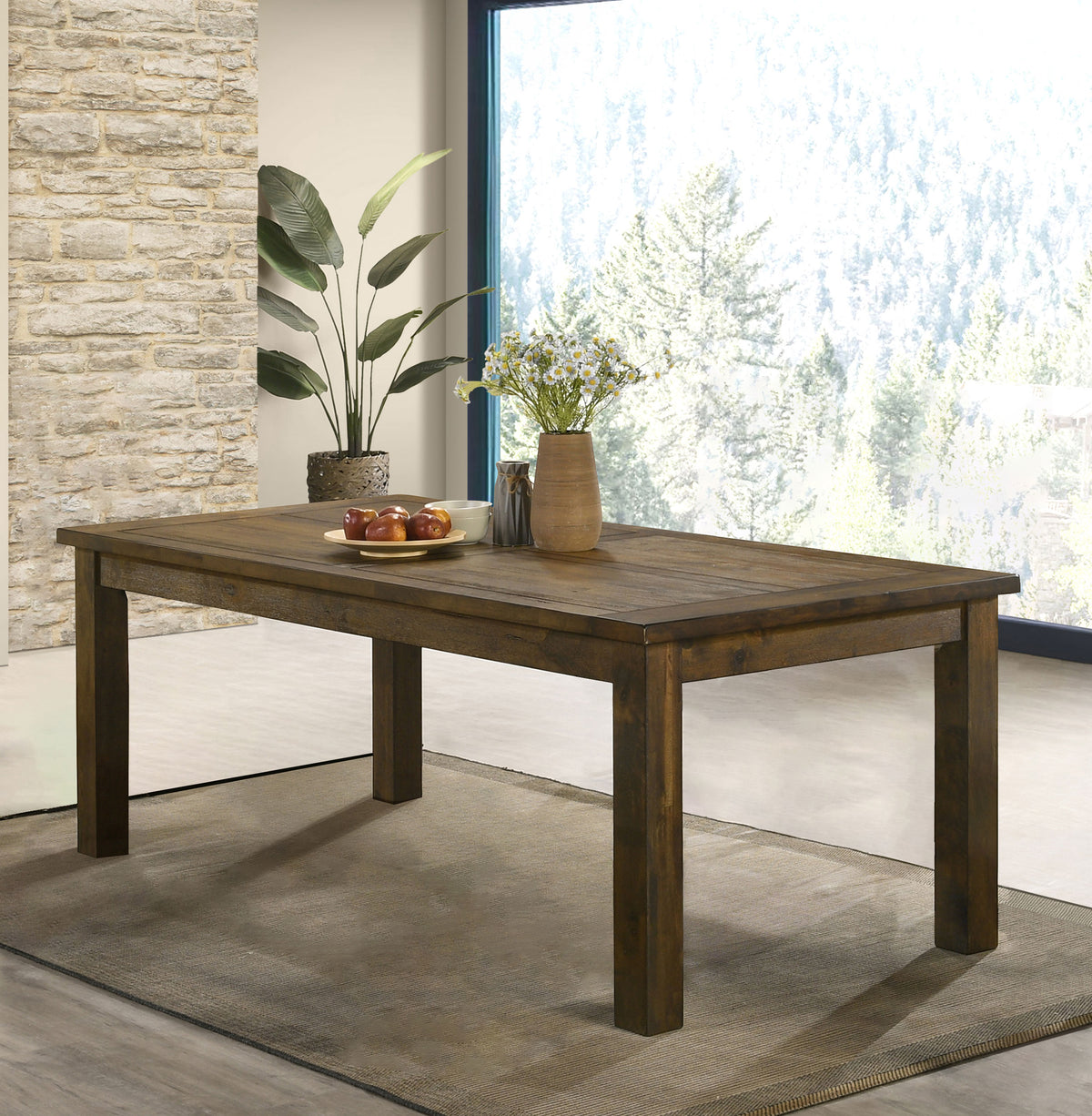 Coleman 79-inch Rectangular Solid Wood Dining Table Rustic Golden Brown