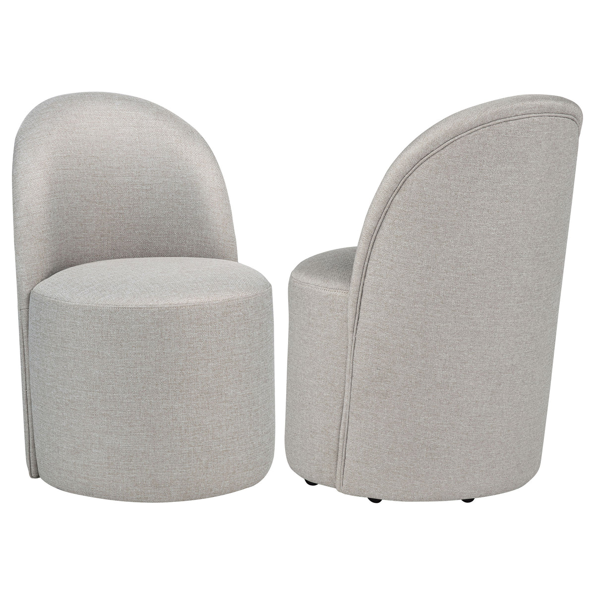 Aubrey Upholstered Barrel Dining Side Chairs (Set of 2) Beige