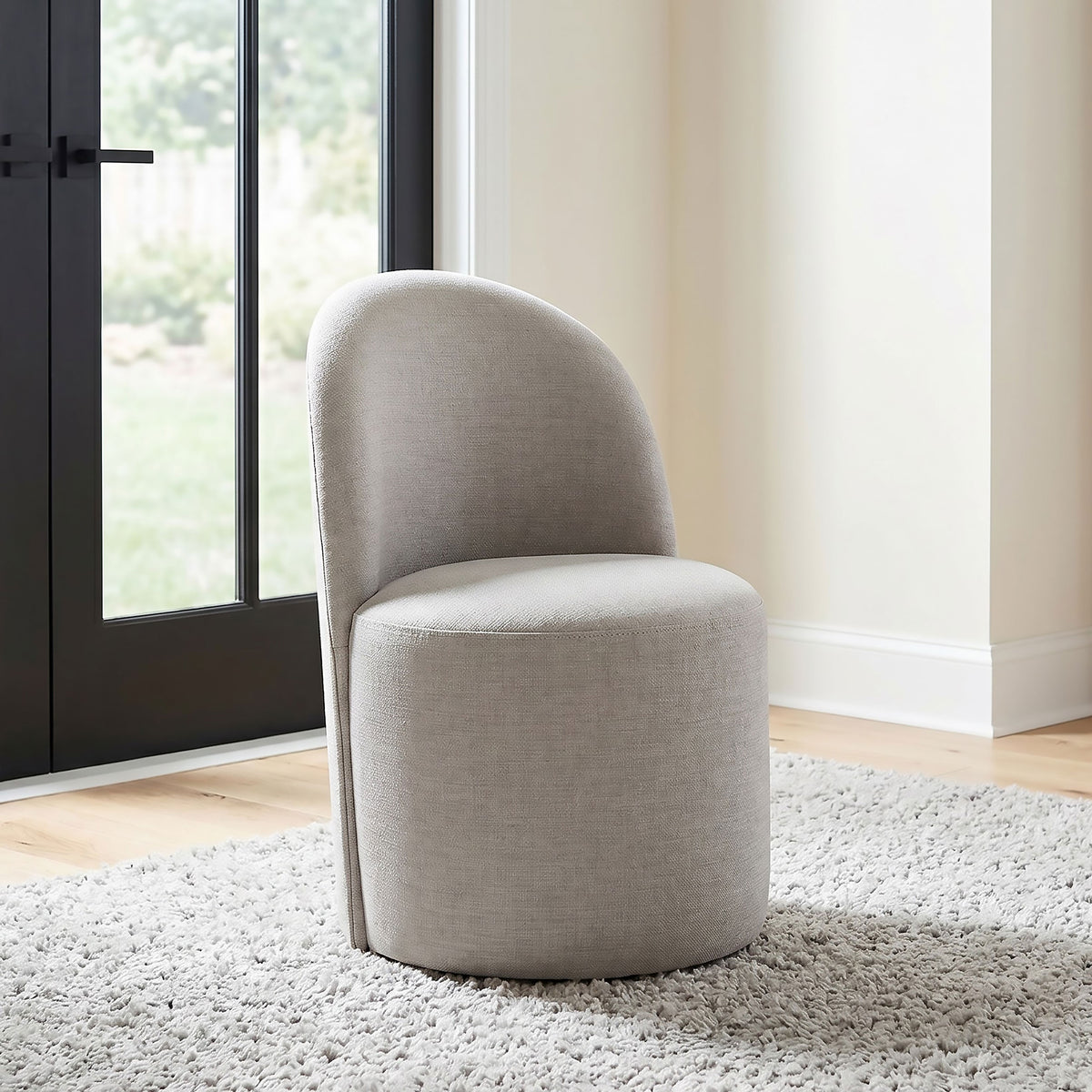 Aubrey Upholstered Barrel Dining Side Chairs (Set of 2) Beige