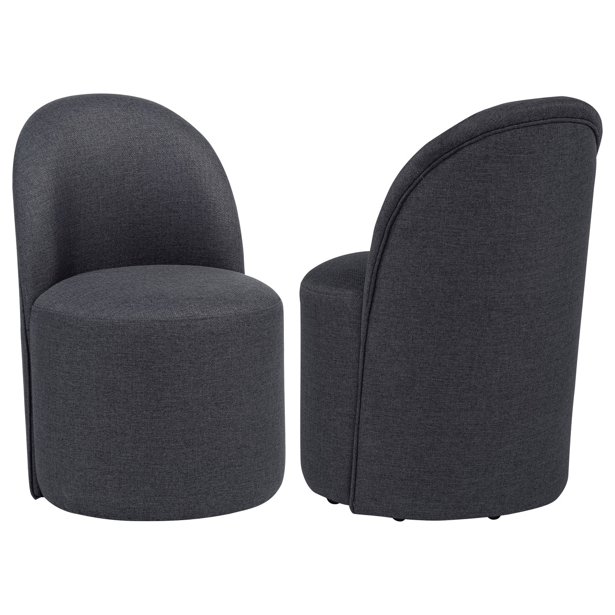 Aubrey Upholstered Barrel Dining Side Chairs (Set of 2) Charcoal