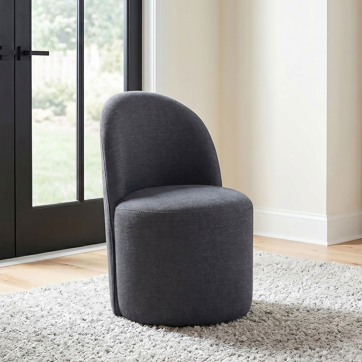 Aubrey Upholstered Barrel Dining Side Chairs (Set of 2) Charcoal