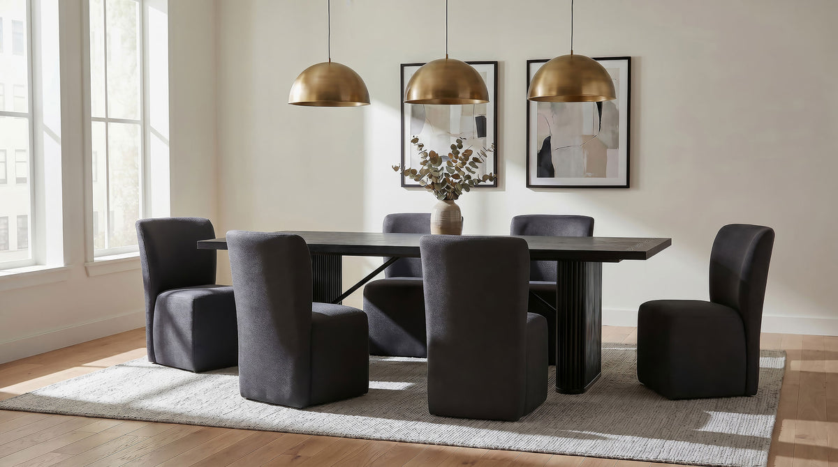 Aubrey Upholstered Barrel Dining Side Chairs (Set of 2) Charcoal