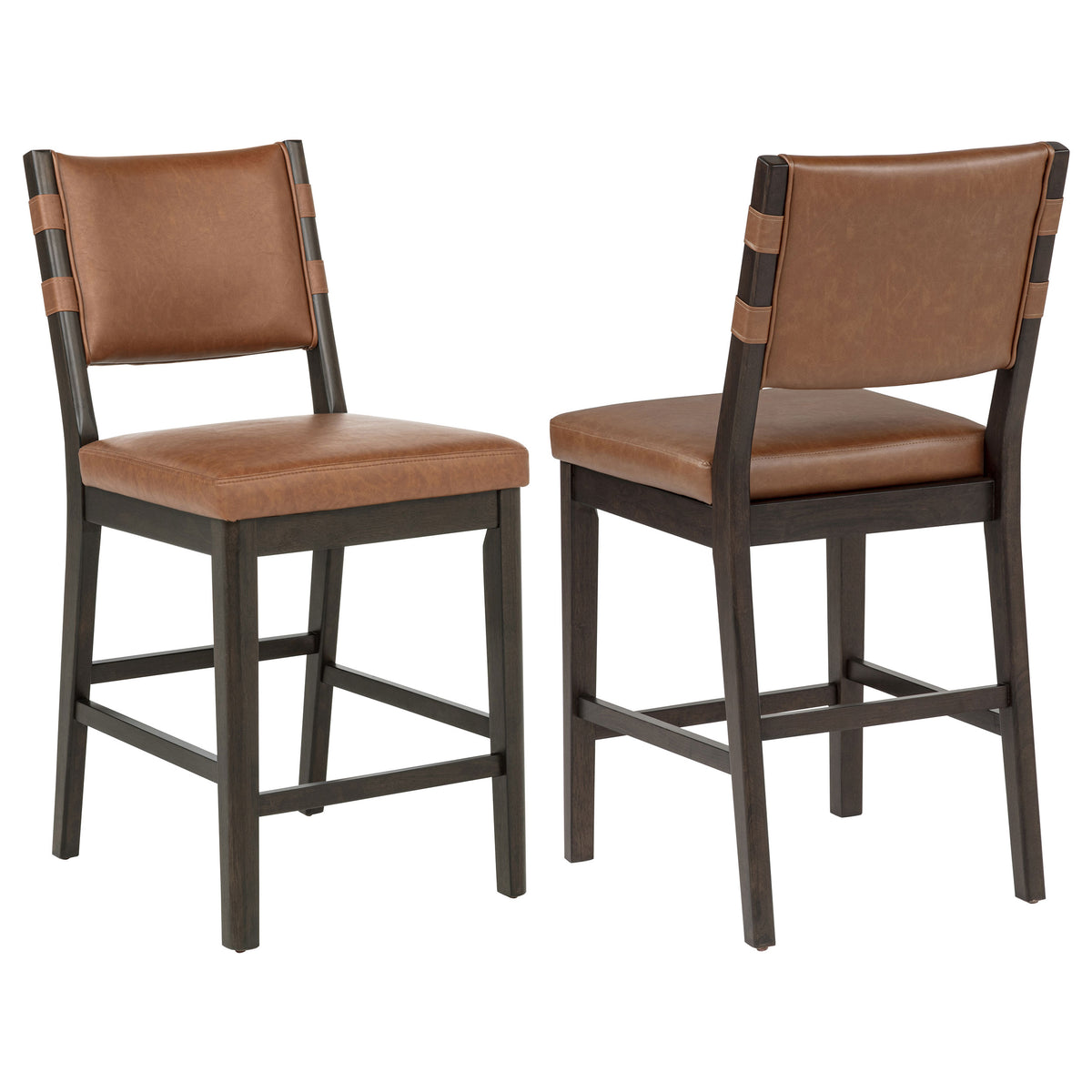 Tegan Faux Leather Upholstered Counter Height Chairs (Set of 2) Cognac