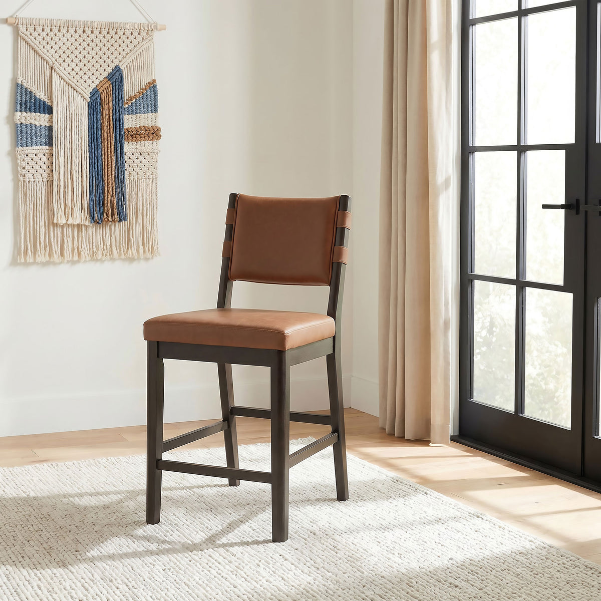 Tegan Faux Leather Upholstered Counter Height Chairs (Set of 2) Cognac