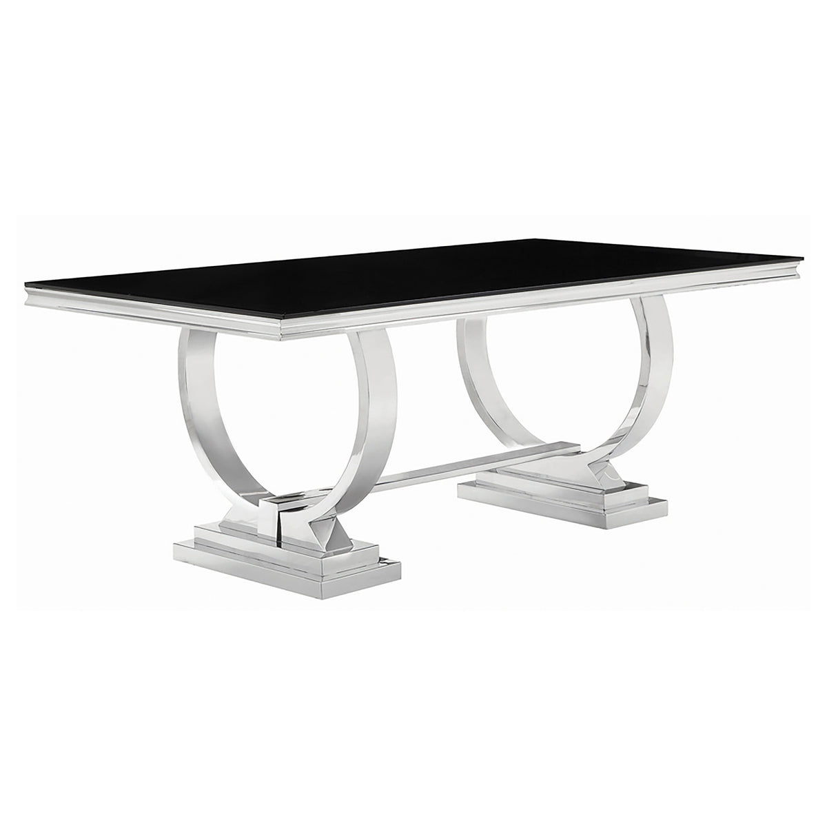 Antoine 7-piece Rectangular Glass Top Dining Set Black and Chrome
