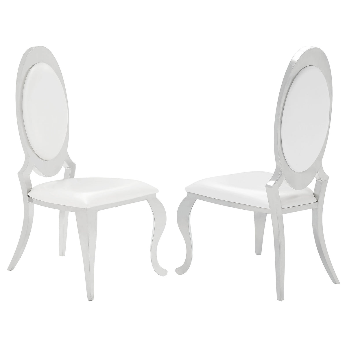 Antoine Oval Back Upholstered Dining Side Chairs (Set of 2) Cream White and Chrome