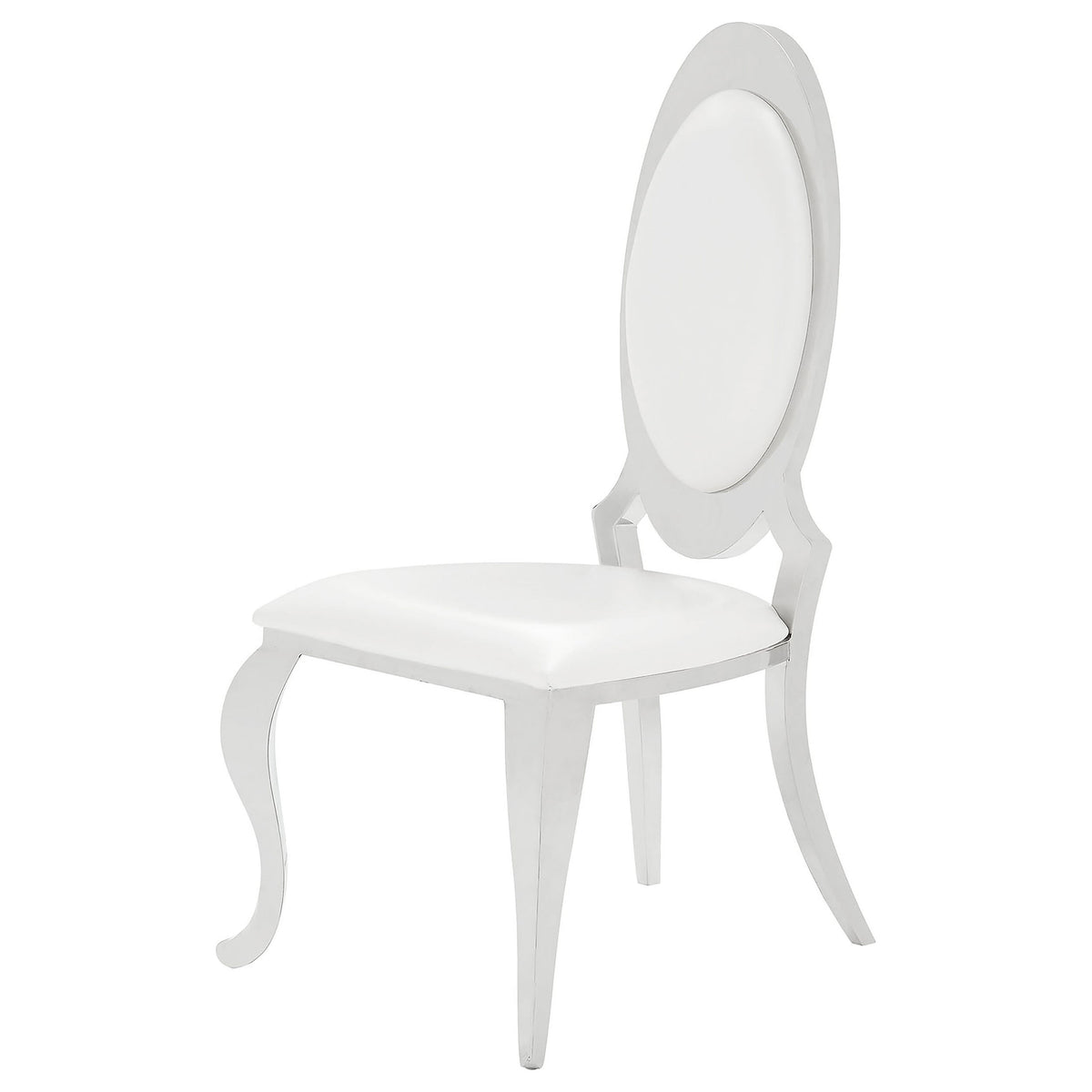 Antoine Oval Back Upholstered Dining Side Chairs (Set of 2) Cream White and Chrome