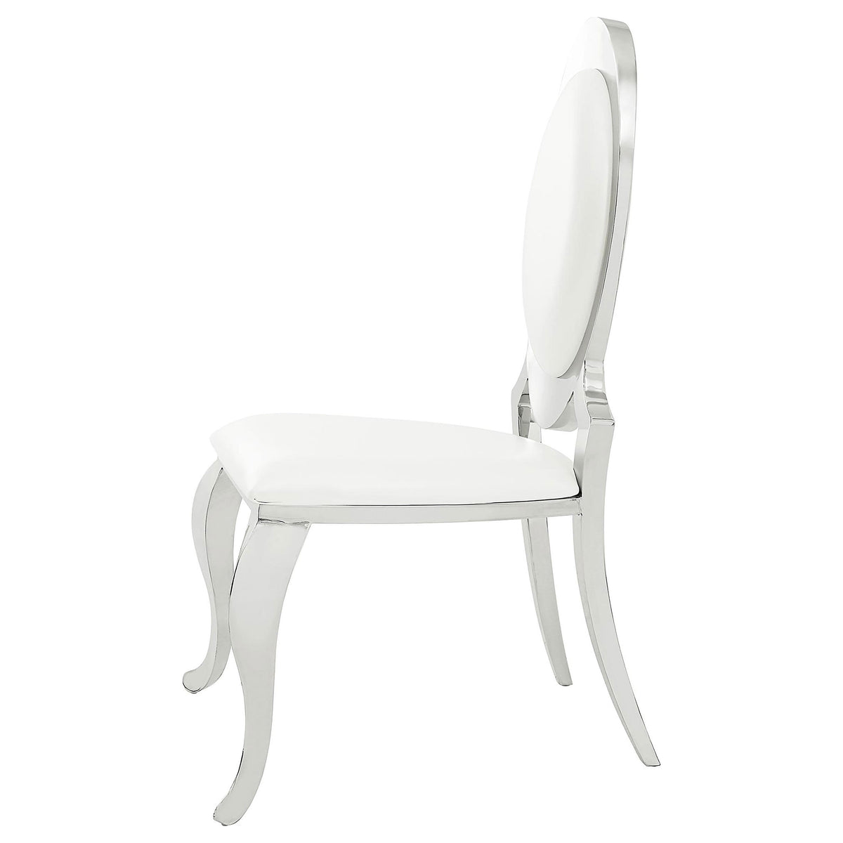 Antoine Oval Back Upholstered Dining Side Chairs (Set of 2) Cream White and Chrome