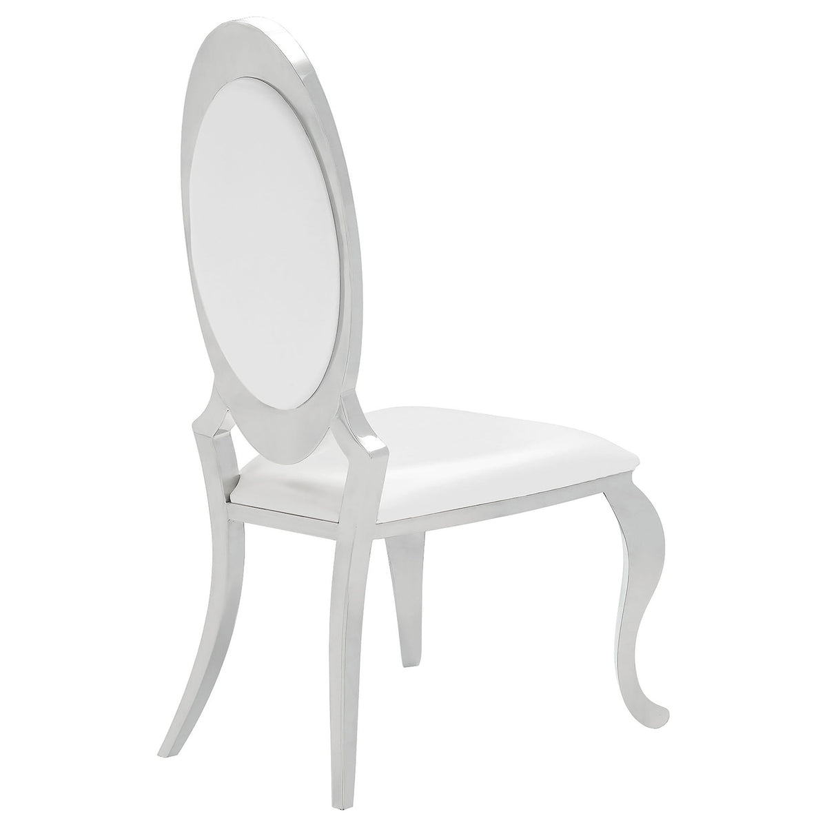 Antoine Oval Back Upholstered Dining Side Chairs (Set of 2) Cream White and Chrome