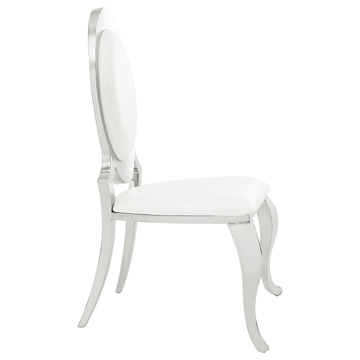 Antoine Oval Back Upholstered Dining Side Chairs (Set of 2) Cream White and Chrome