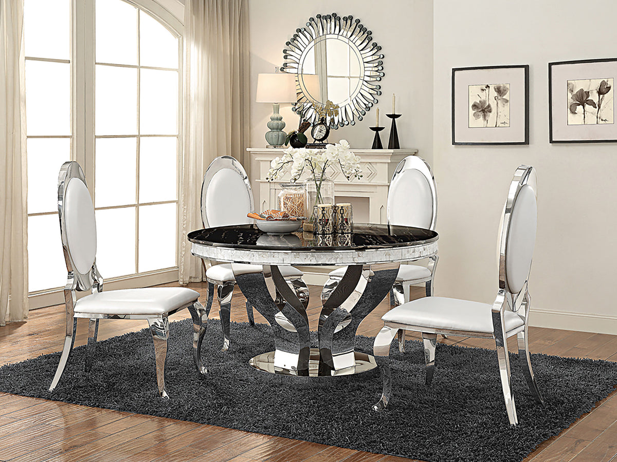 Antoine Oval Back Upholstered Dining Side Chairs (Set of 2) Cream White and Chrome