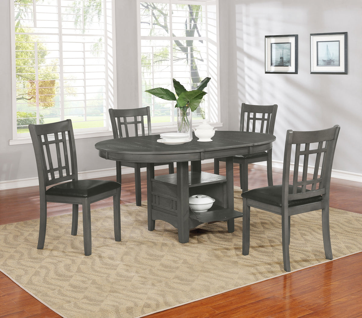 Lavon Wood Dining Side Chairs (Set of 2) Black and Medium Grey