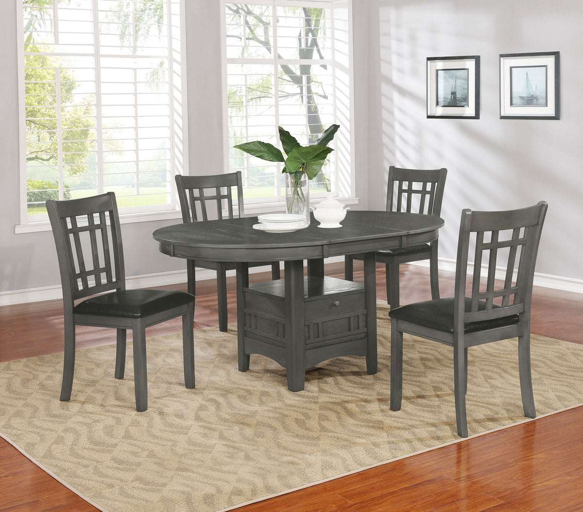 Lavon Wood Dining Side Chairs (Set of 2) Black and Medium Grey
